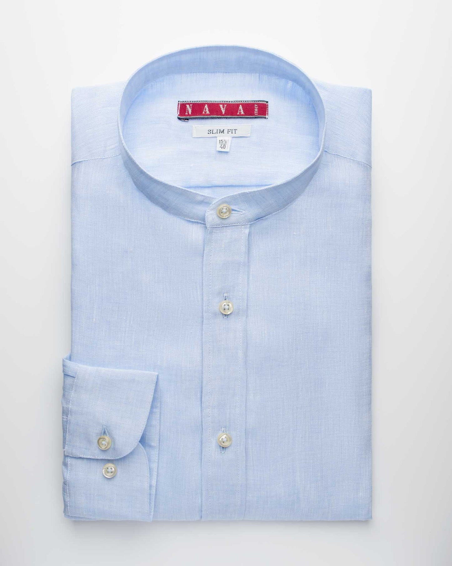camicia coreana lino azzurro