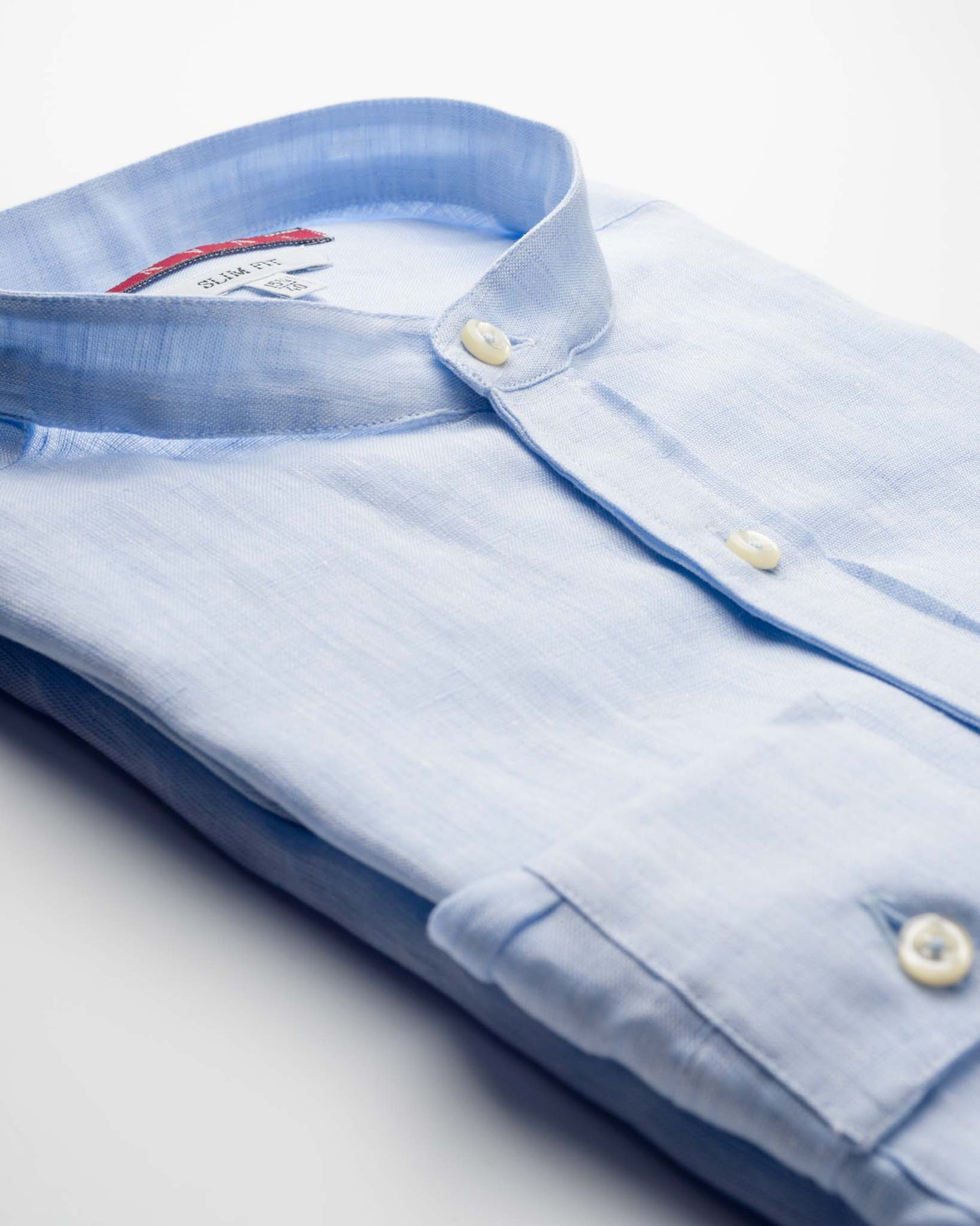 camicia coreana lino azzurro