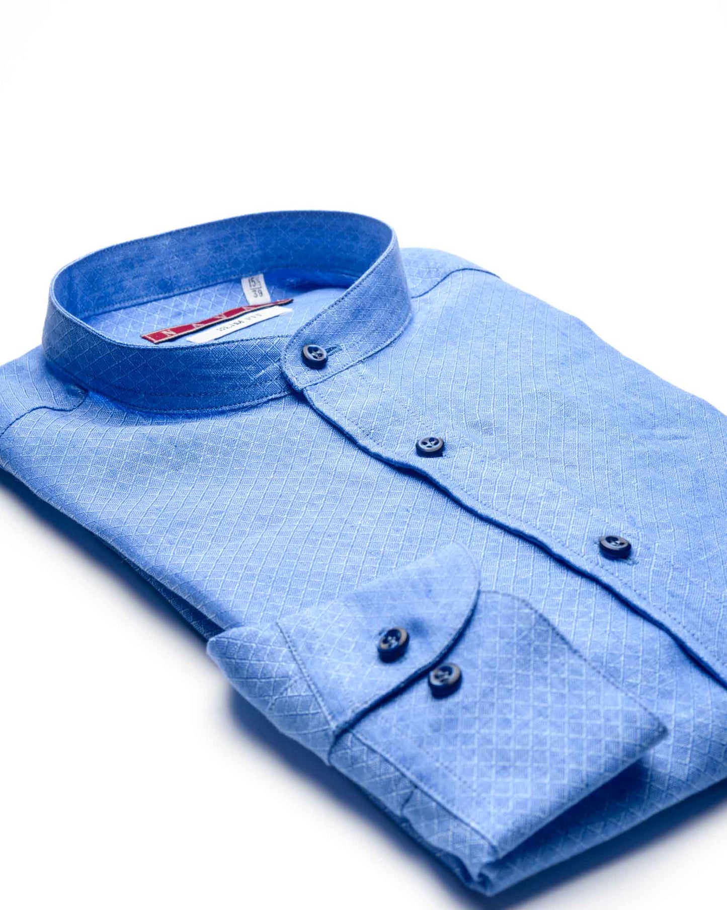 camicia uomo slim lino blu