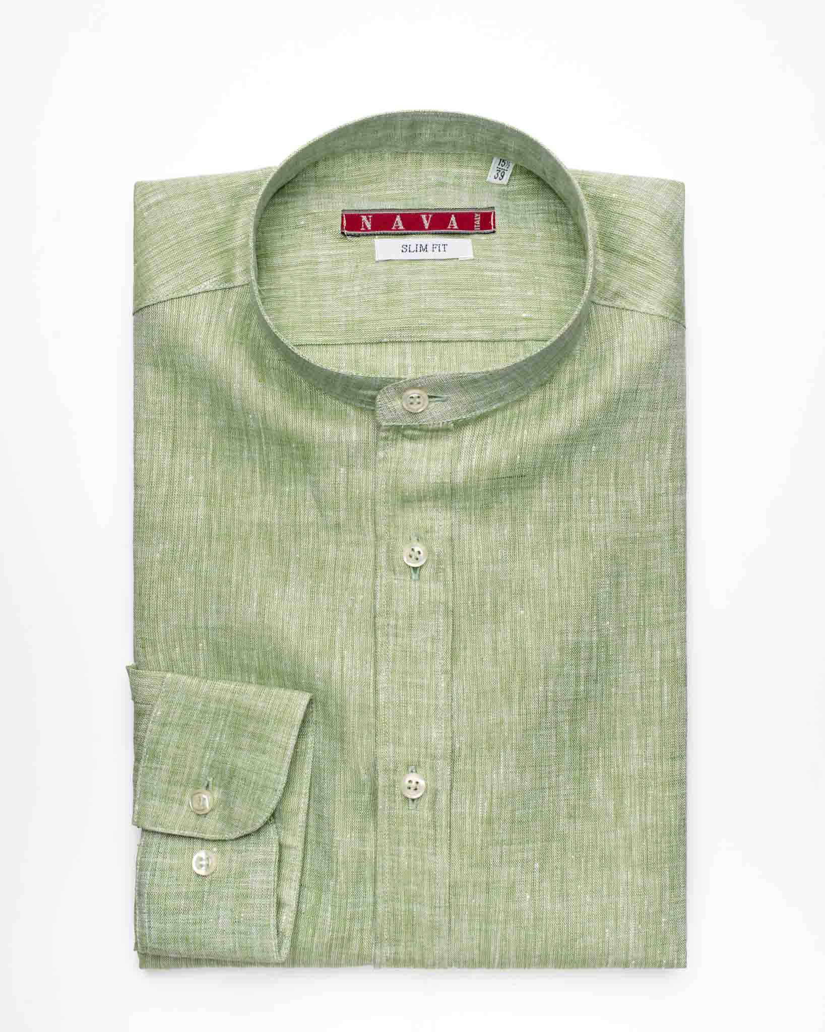 camicia coreana lino verde