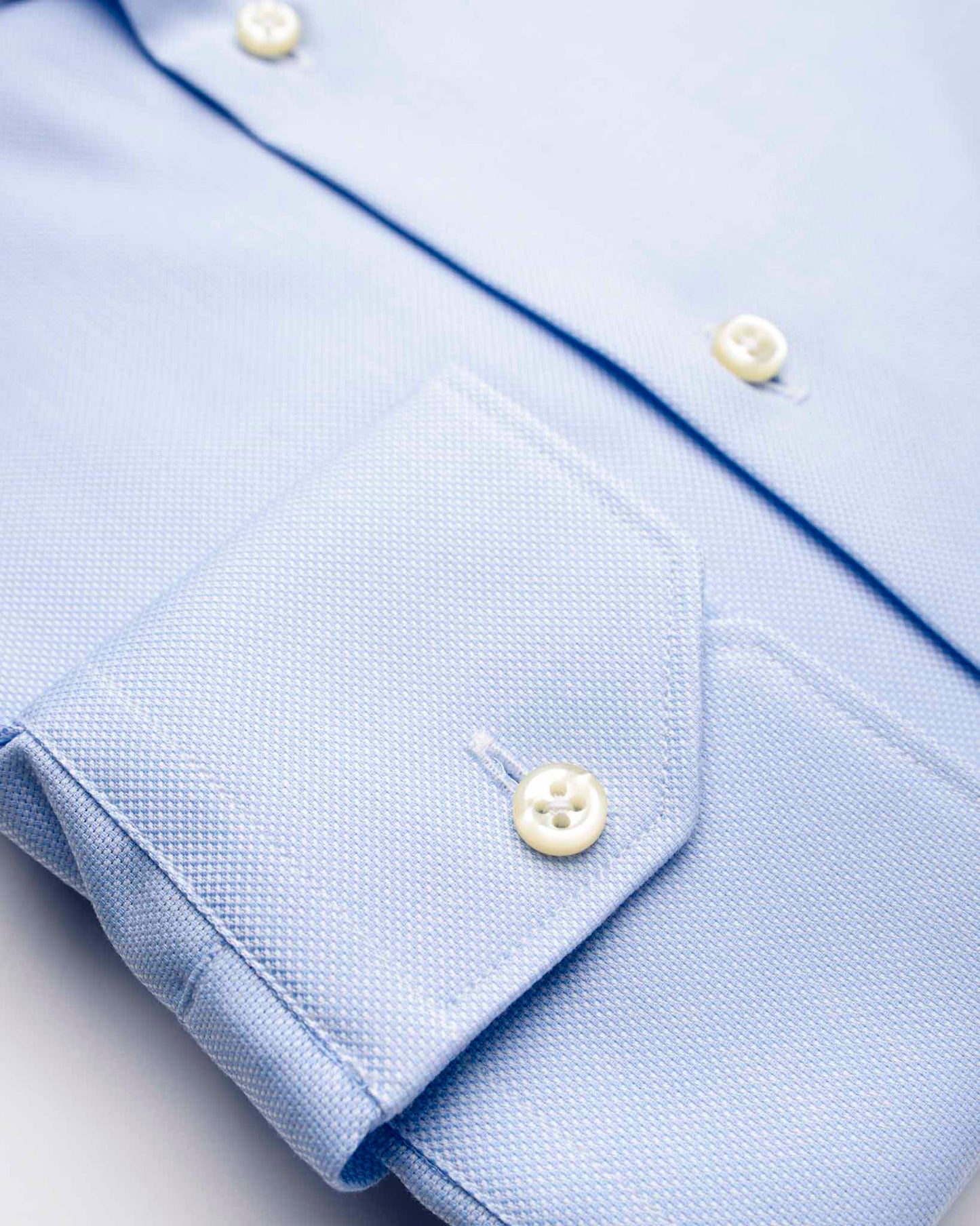 camicia da uomo slim con collo francese ampio in cotone oxford azzurro