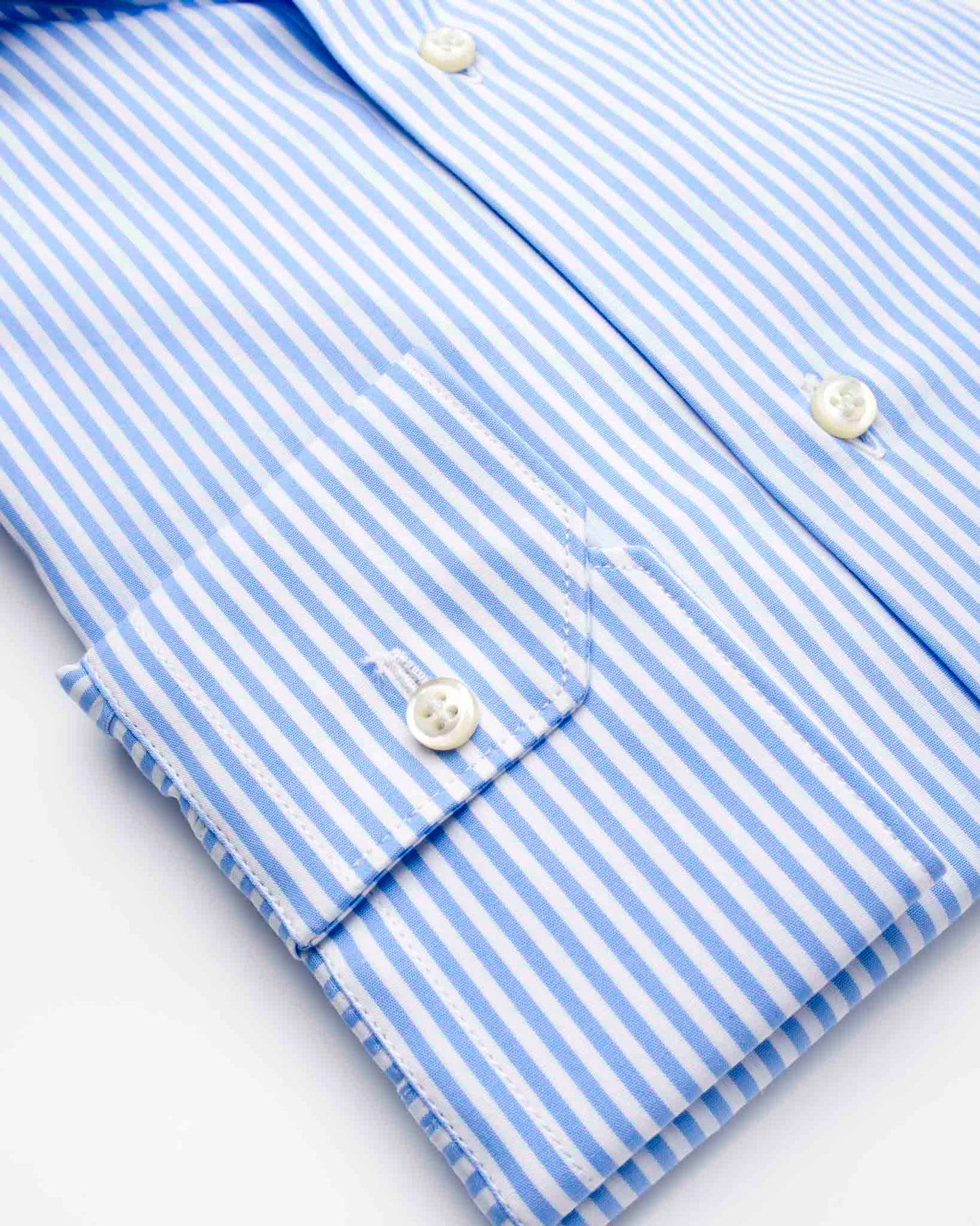 camicia uomo slim collo francese cotone popeline rigato blu made in italy