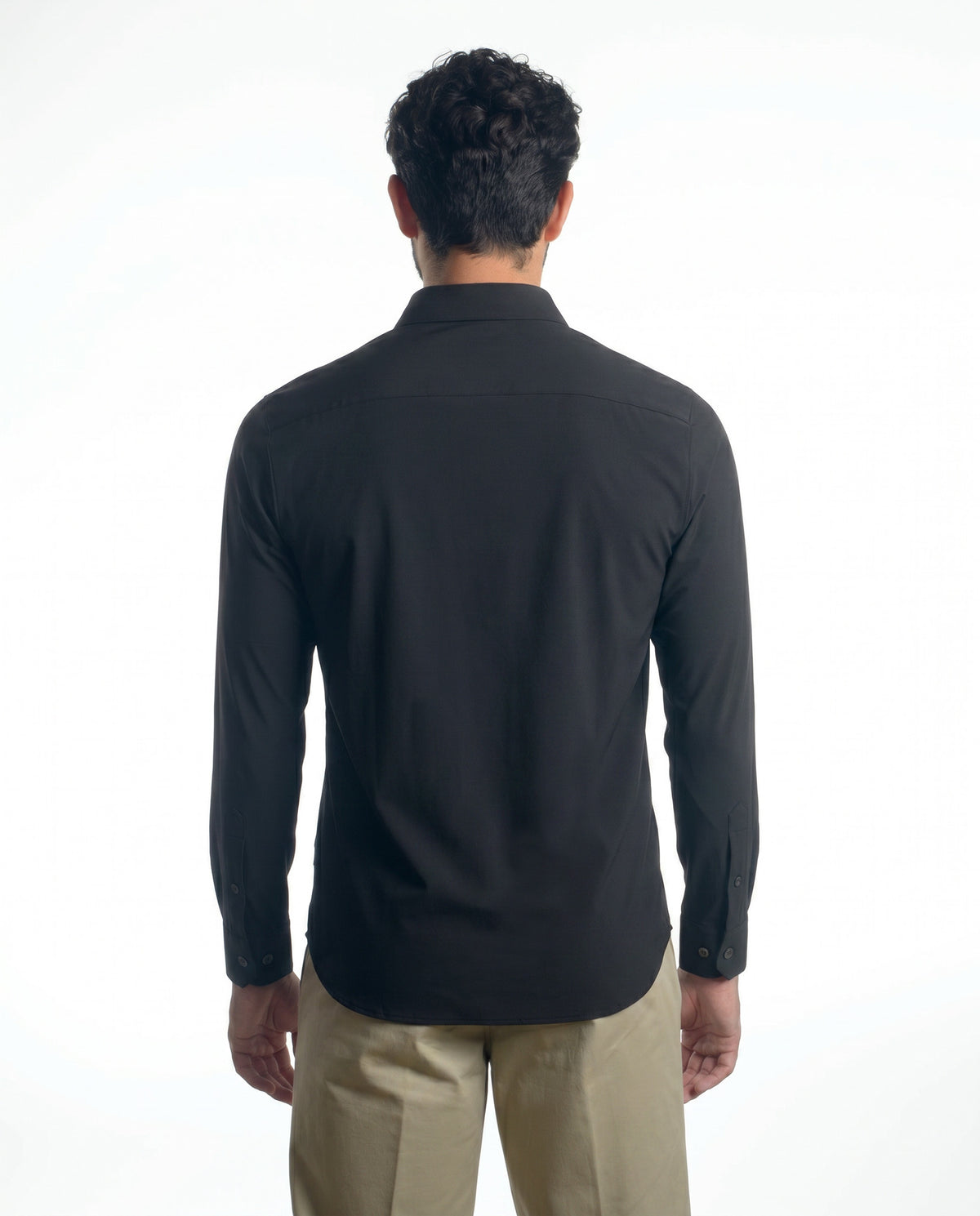 camicia uomo slim microfibra elasticizzata nera made in italy