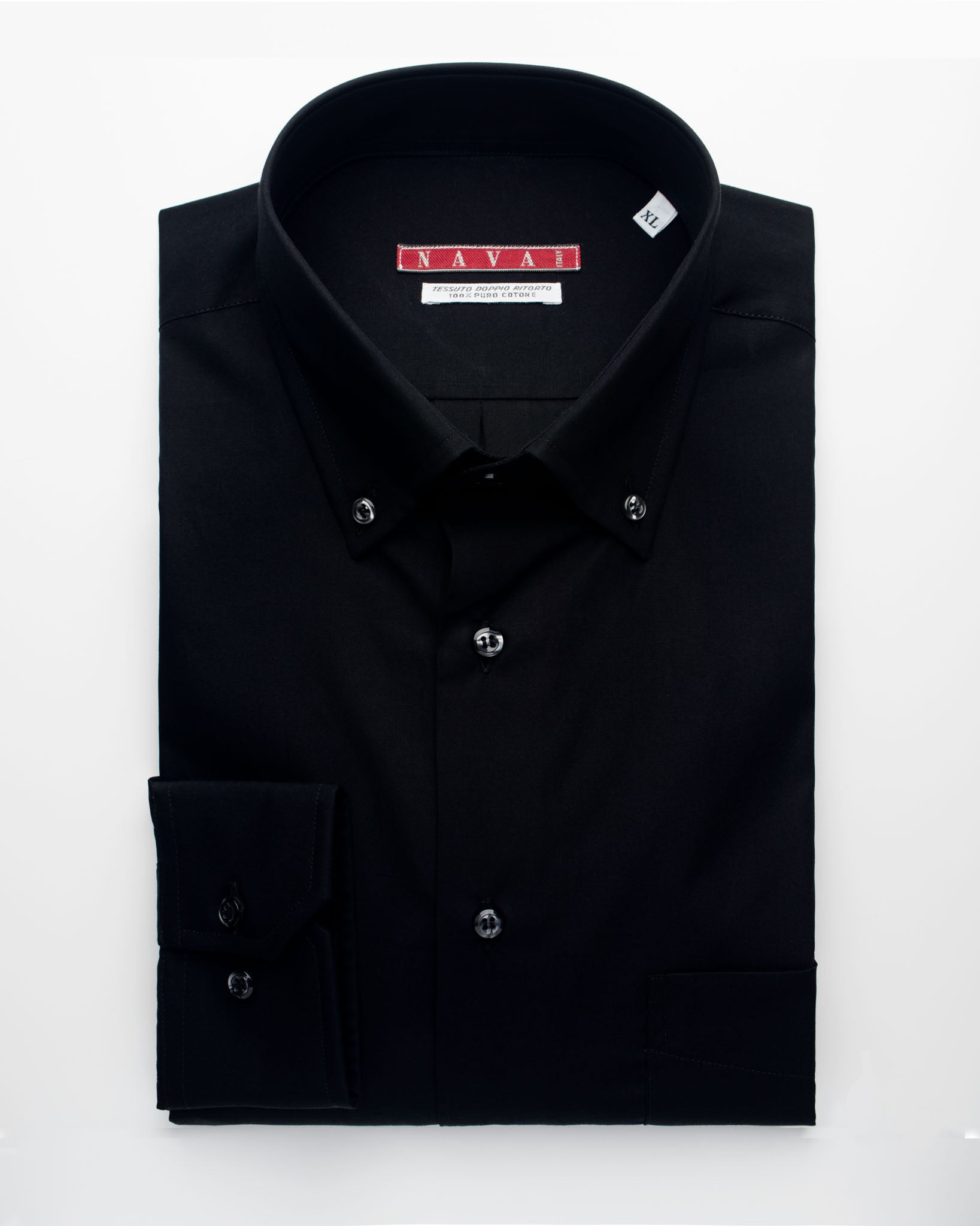 Camicia elasticizzata button down nera