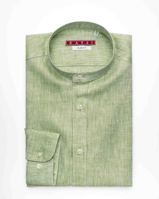 camicia coreana lino verde