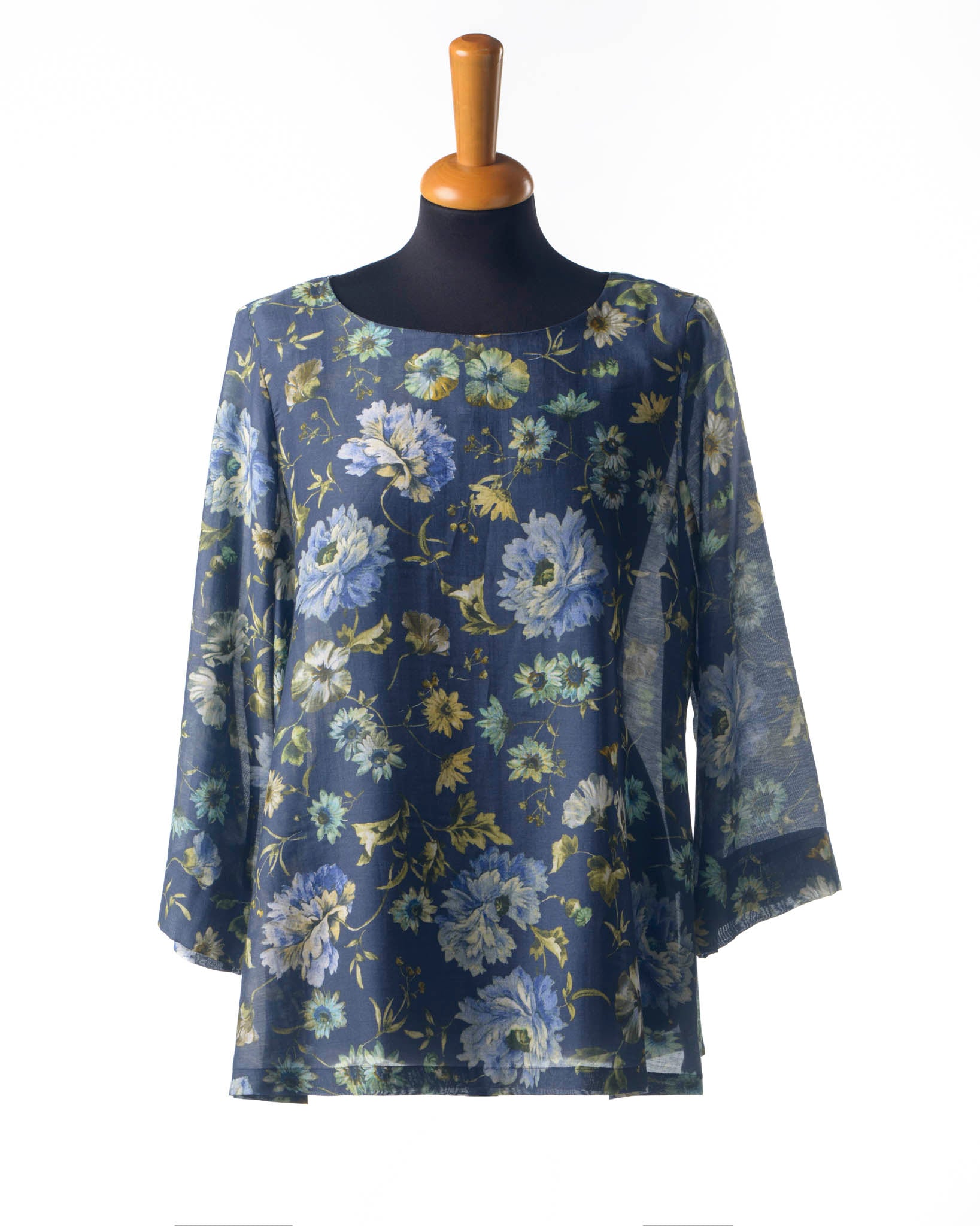 blusa donna stampa blu