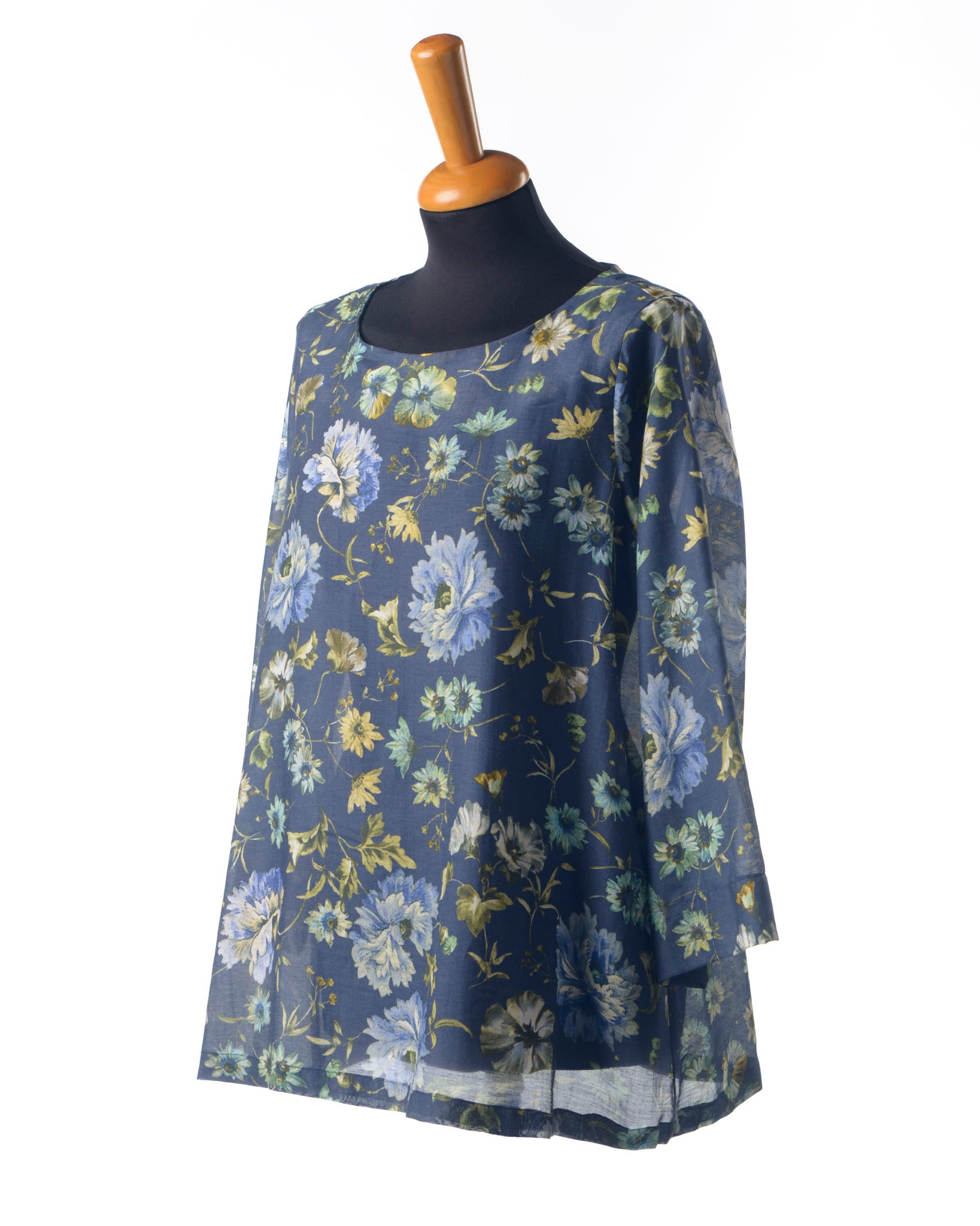 blusa donna stampa blu