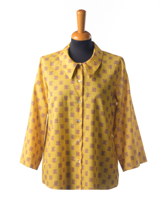 camicia donna stampa gialla