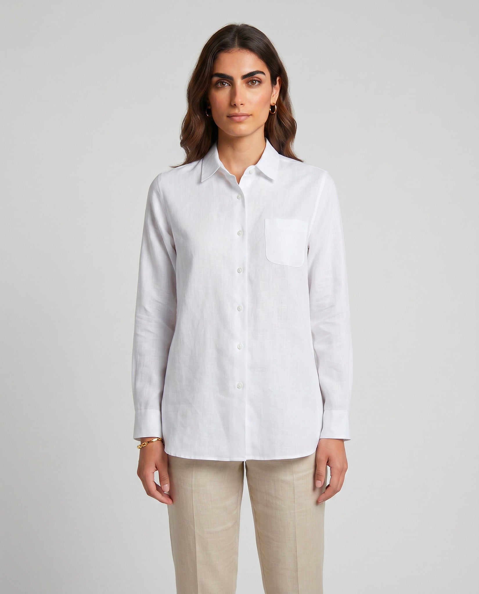 camicia donna in lino bianco made in italy