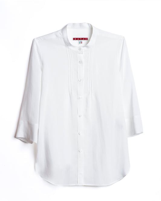 camicia donna misto lino bianco made in italy