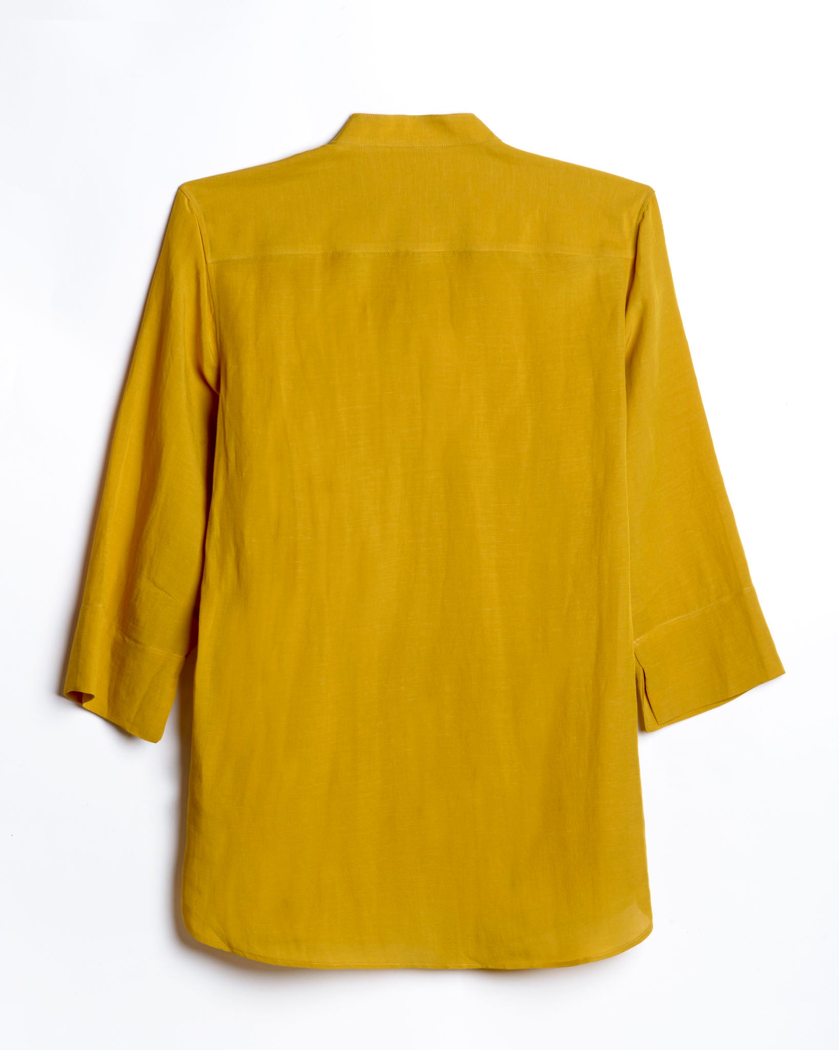 camicia donna misto lino senape made in italy