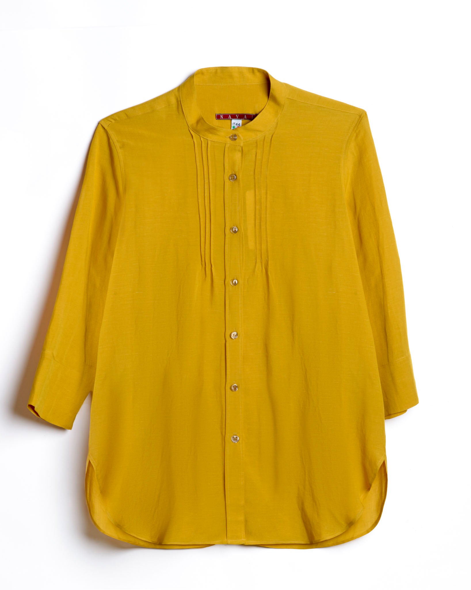 camicia donna misto lino senape made in italy