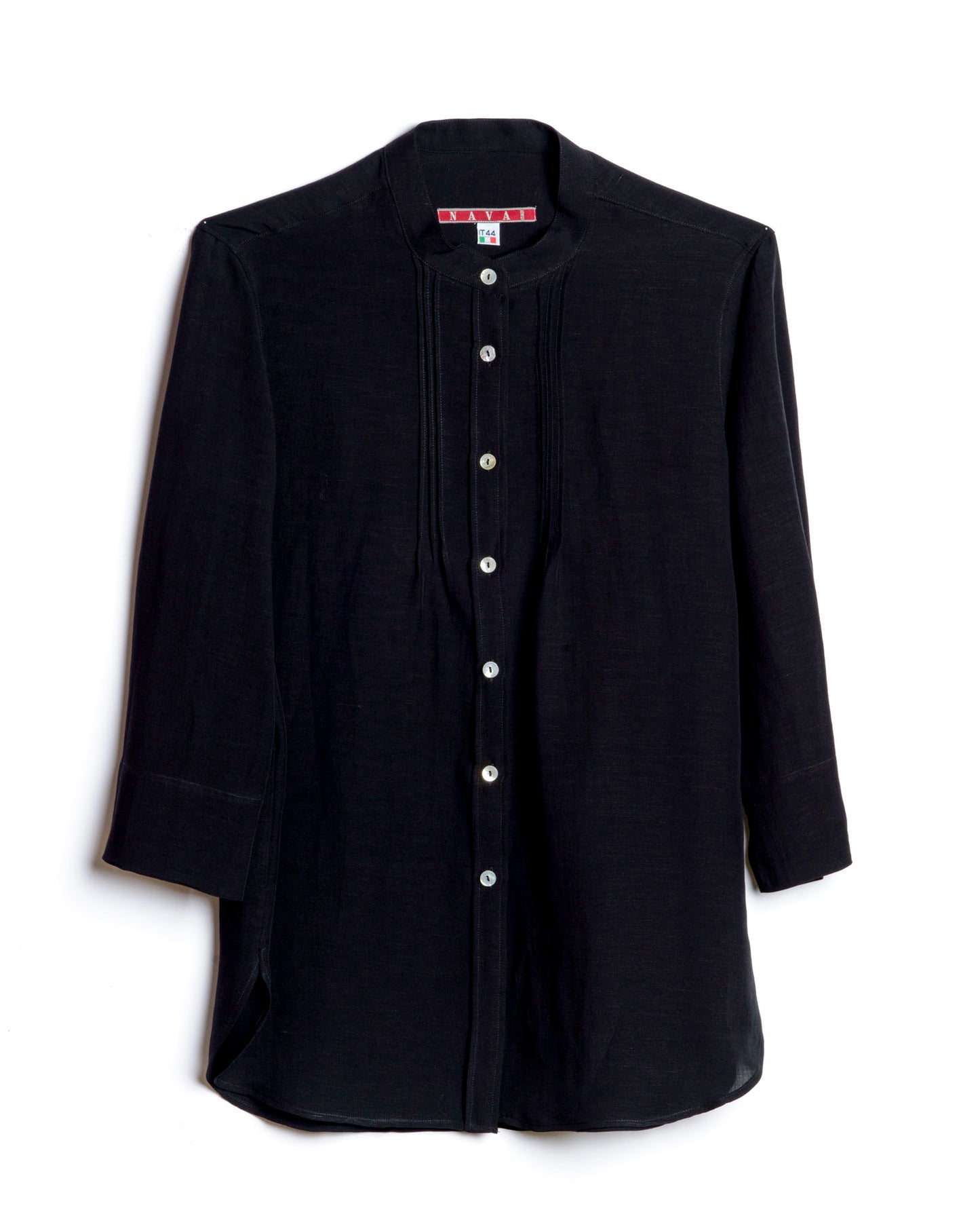 camicia donna misto lino nero made in italy