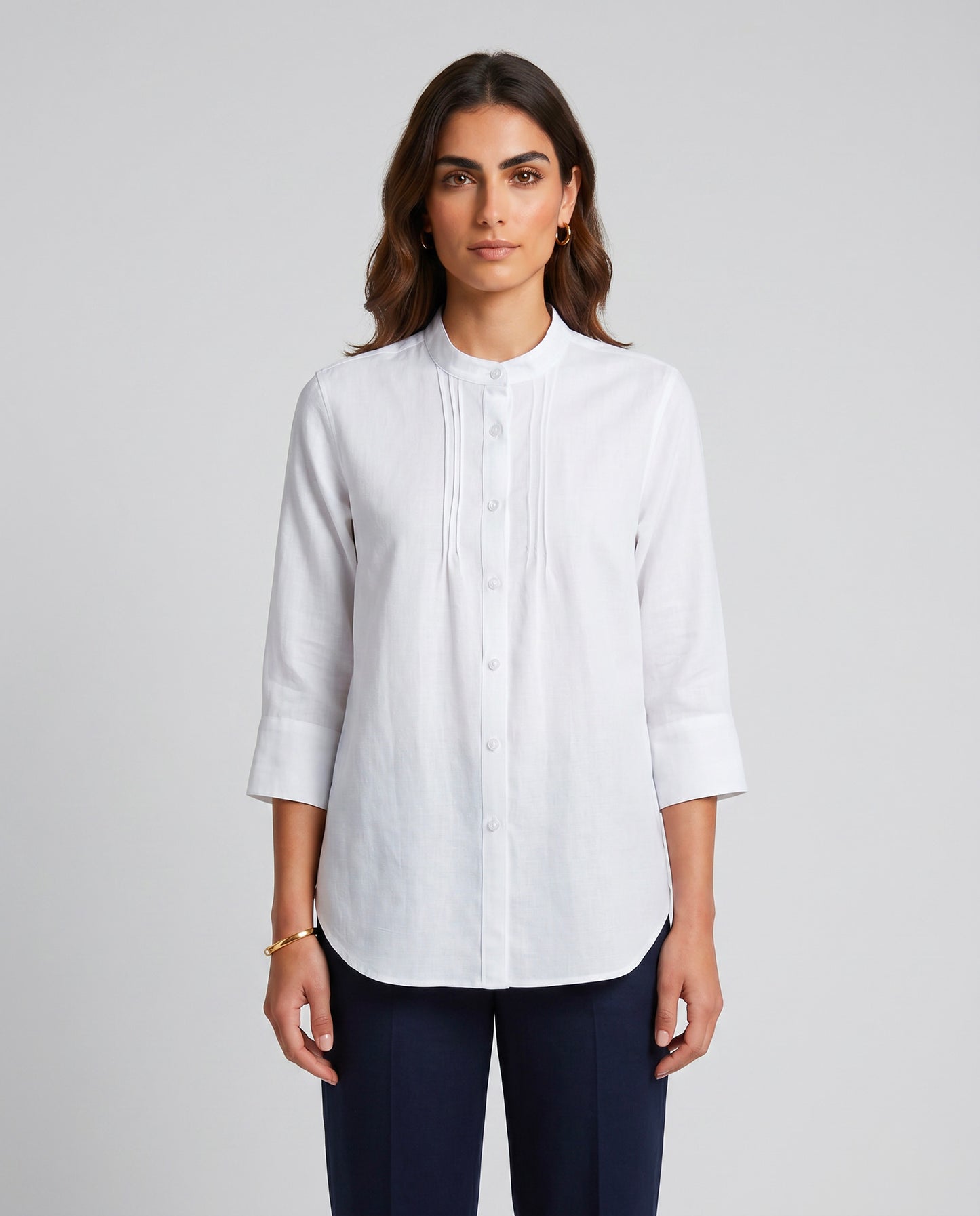 camicia donna misto lino bianco made in italy