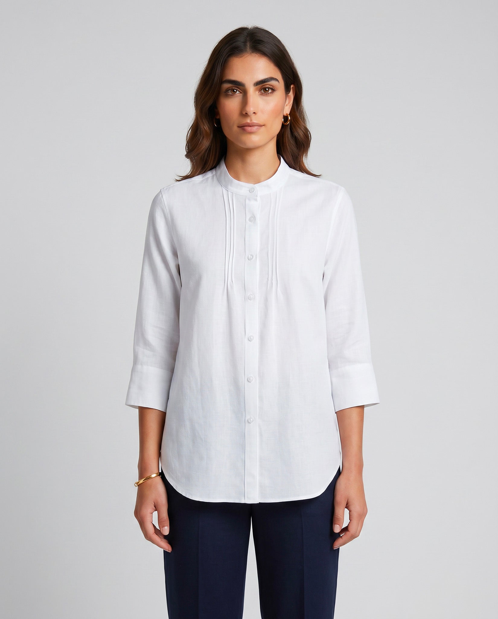 camicia donna misto lino bianco made in italy