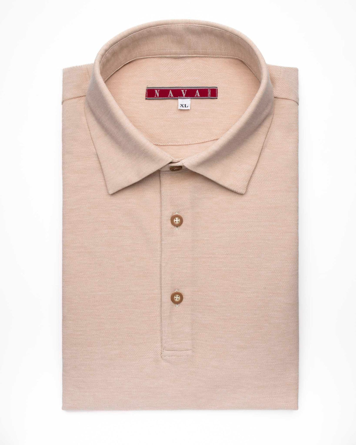 polo manica lunga in jersey di cotone leggero beige