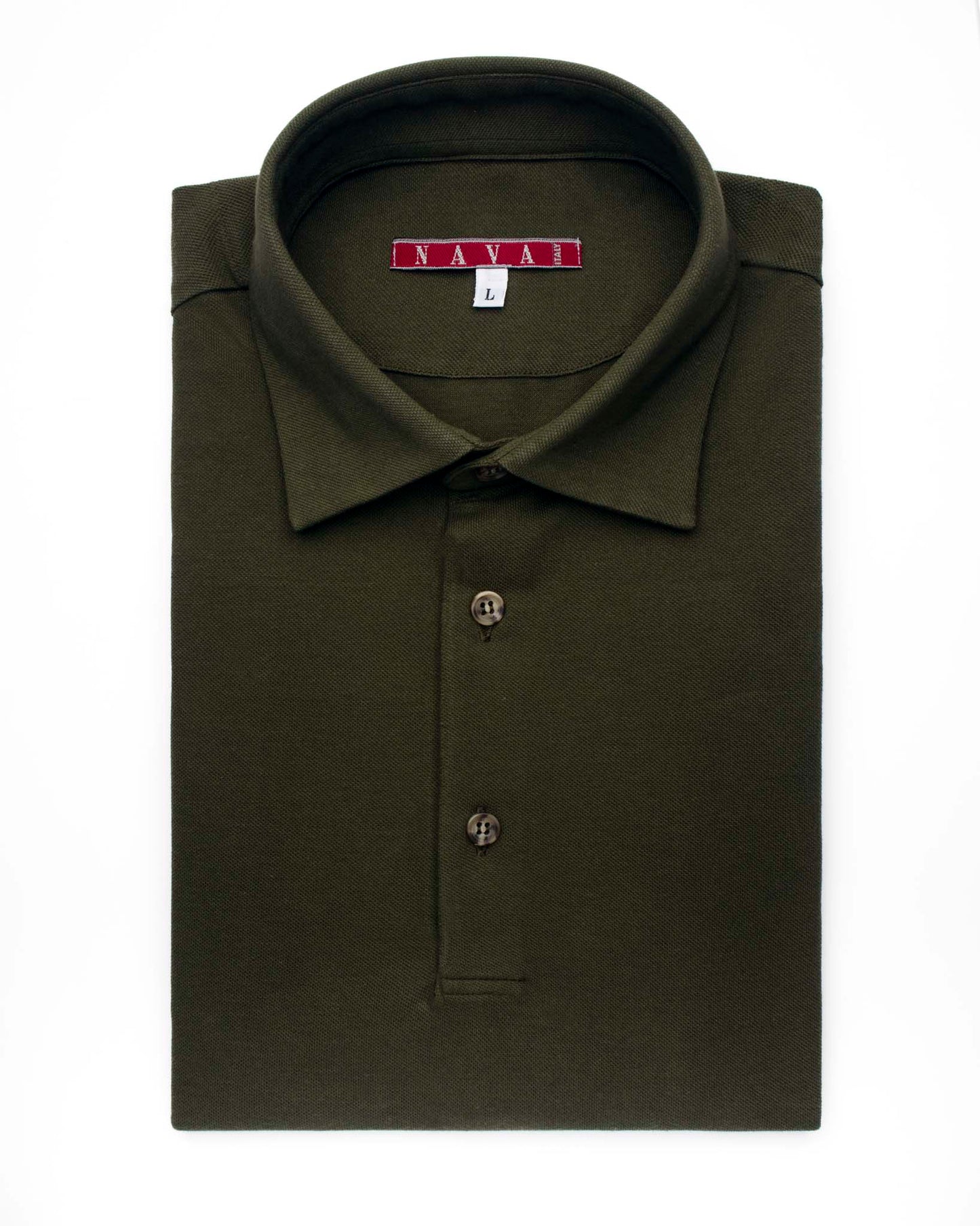 polo manica lunga in jersey di cotone leggero verde camo