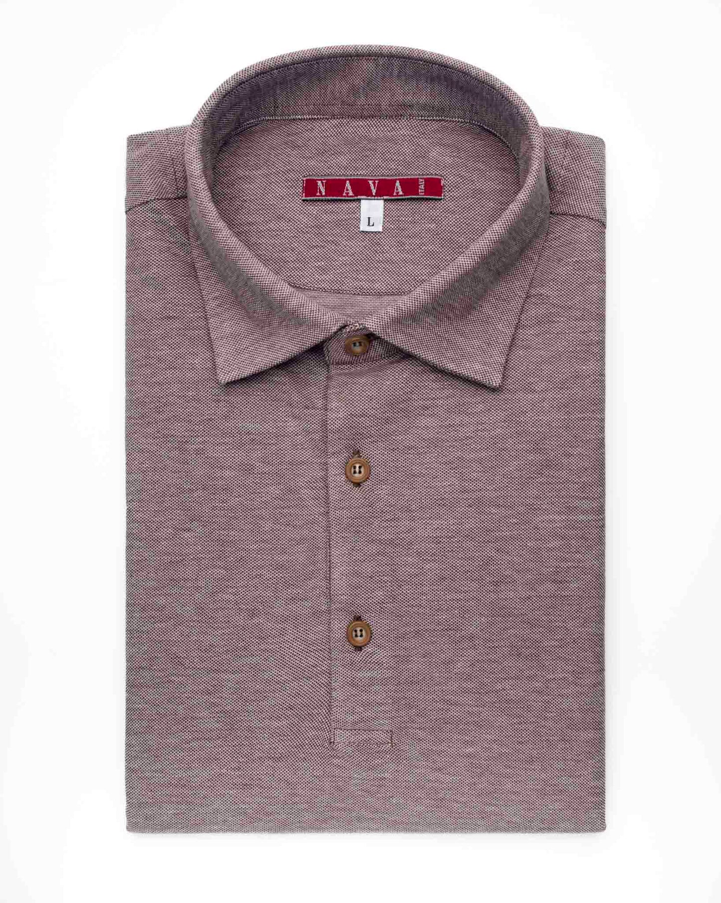 polo manica lunga in jersey di cotone leggero marrone