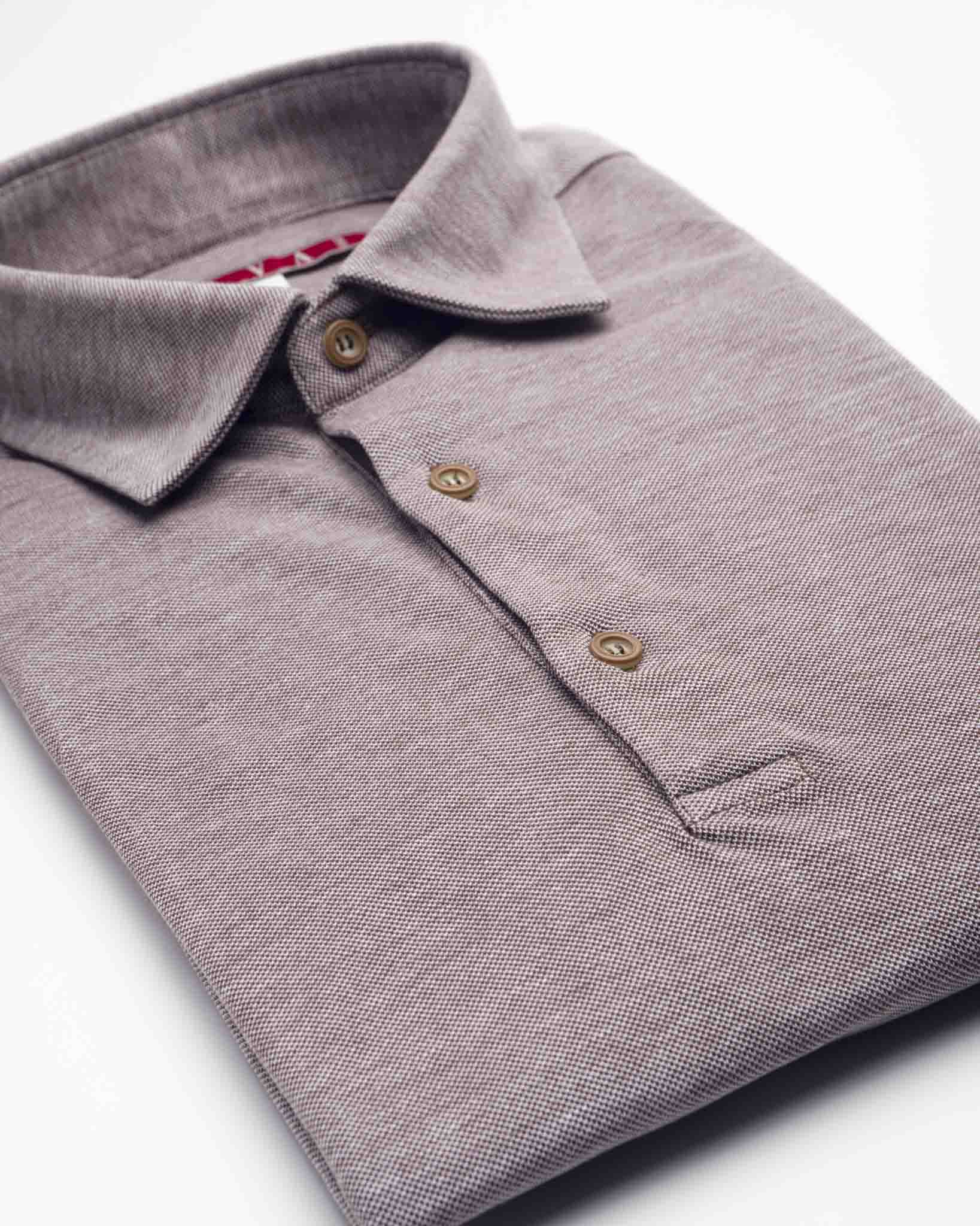 polo manica lunga in jersey di cotone leggero marrone