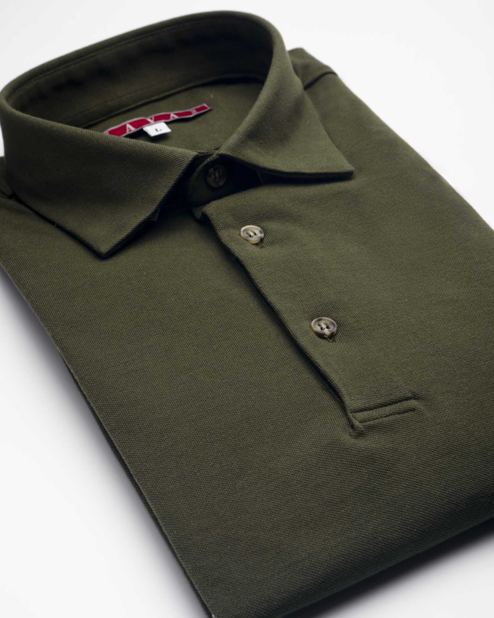 polo manica lunga in jersey di cotone leggero verde camo