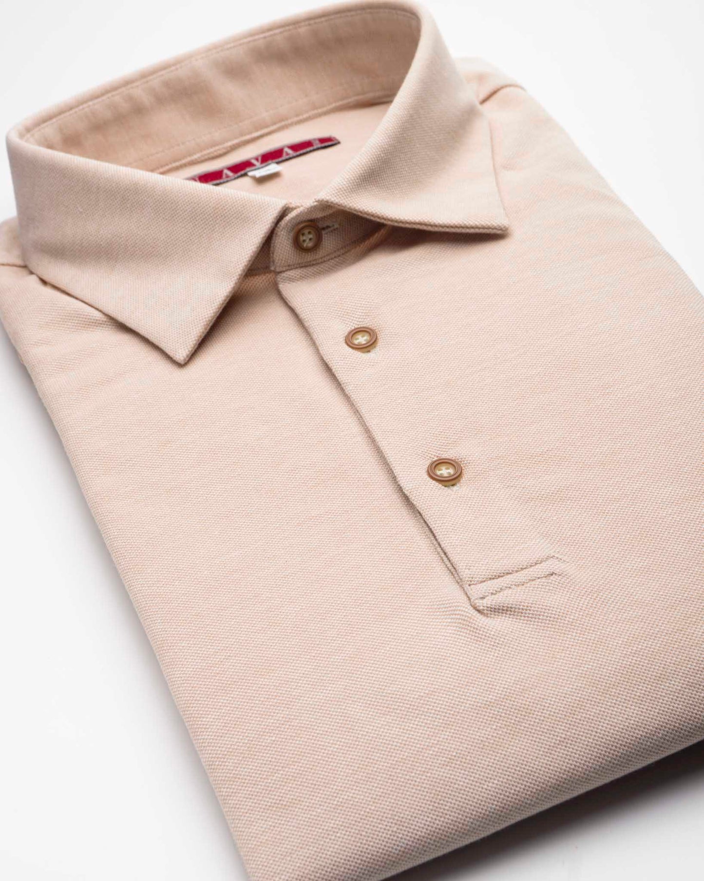 polo manica lunga in jersey di cotone leggero beige