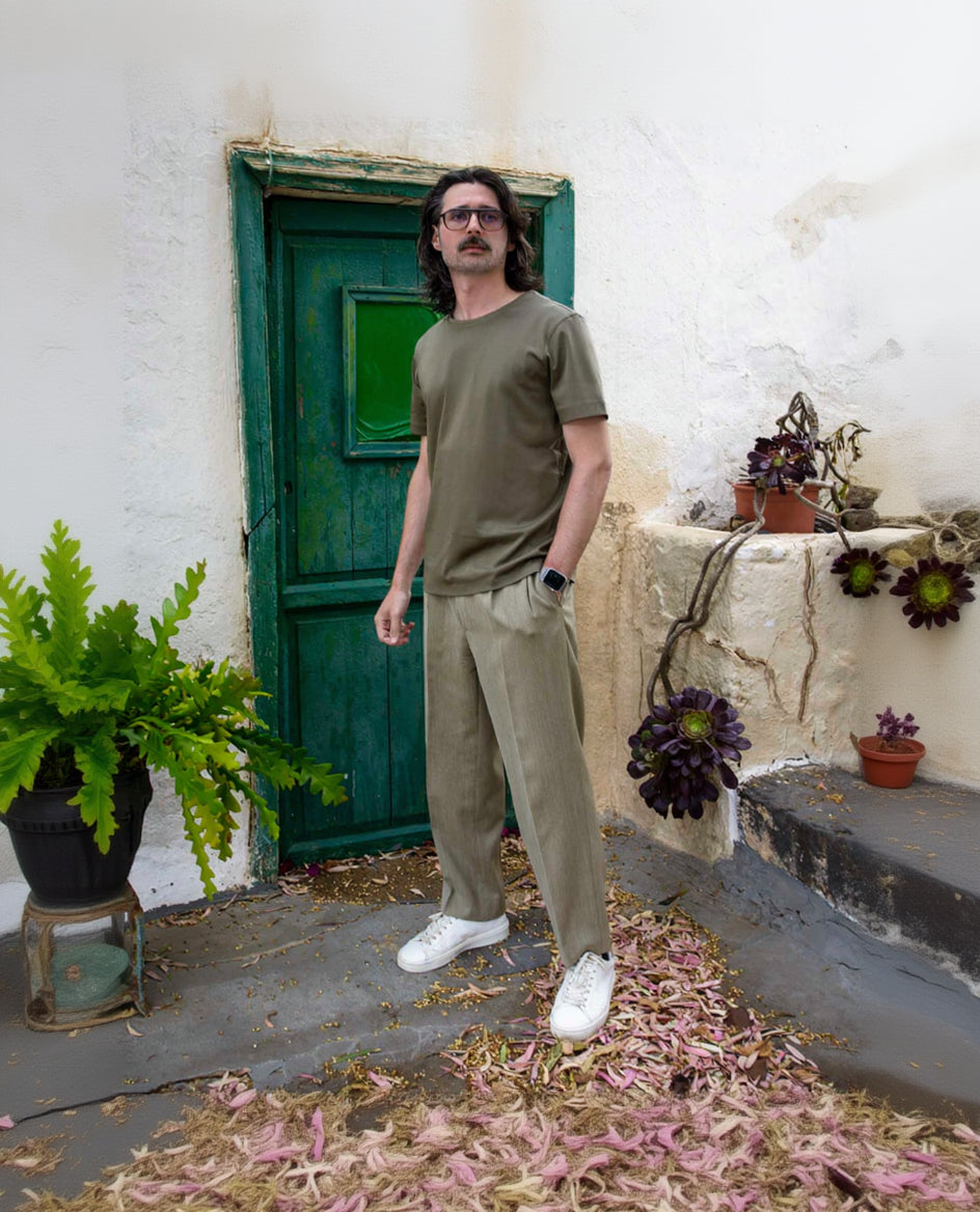 t-shirt verde militare in cotone