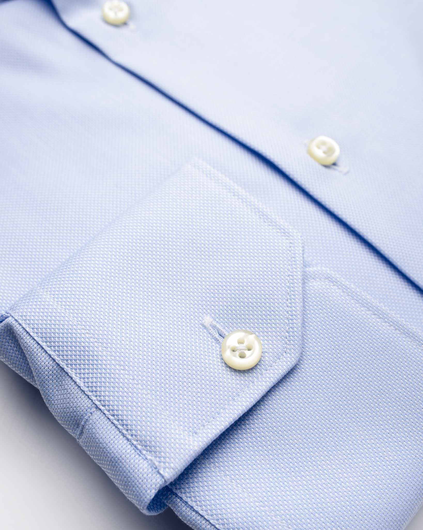 camicia da uomo slim con collo francese ampio in cotone oxford azzurro