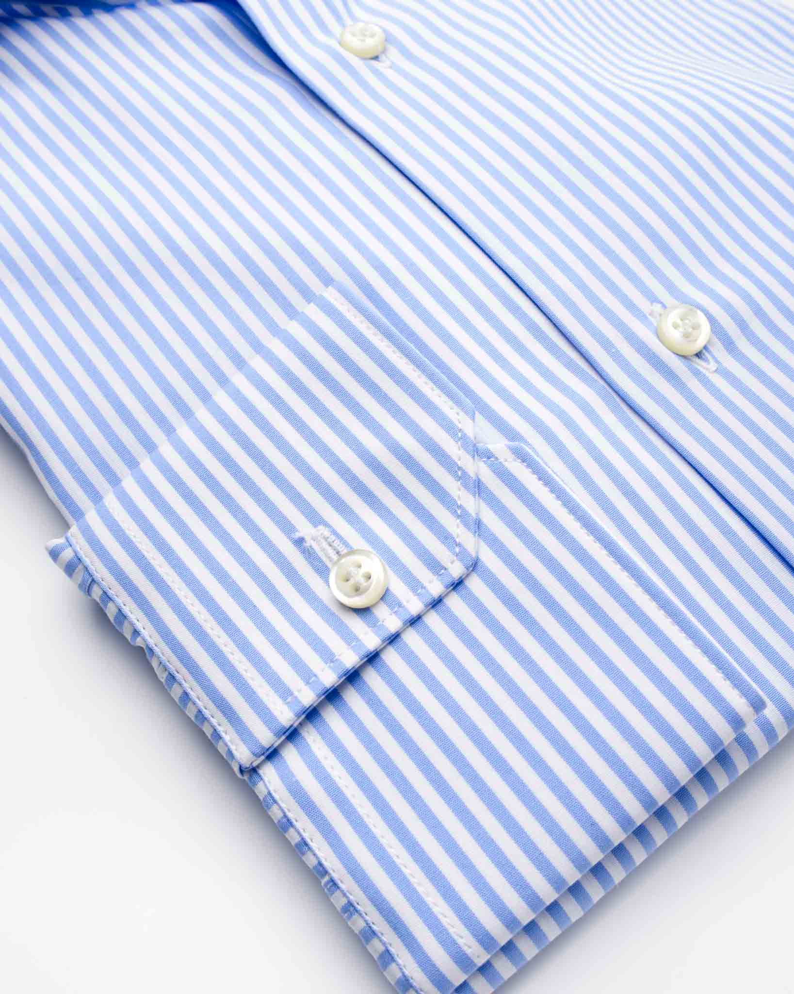 camicia uomo slim collo francese cotone popeline rigato blu made in italy