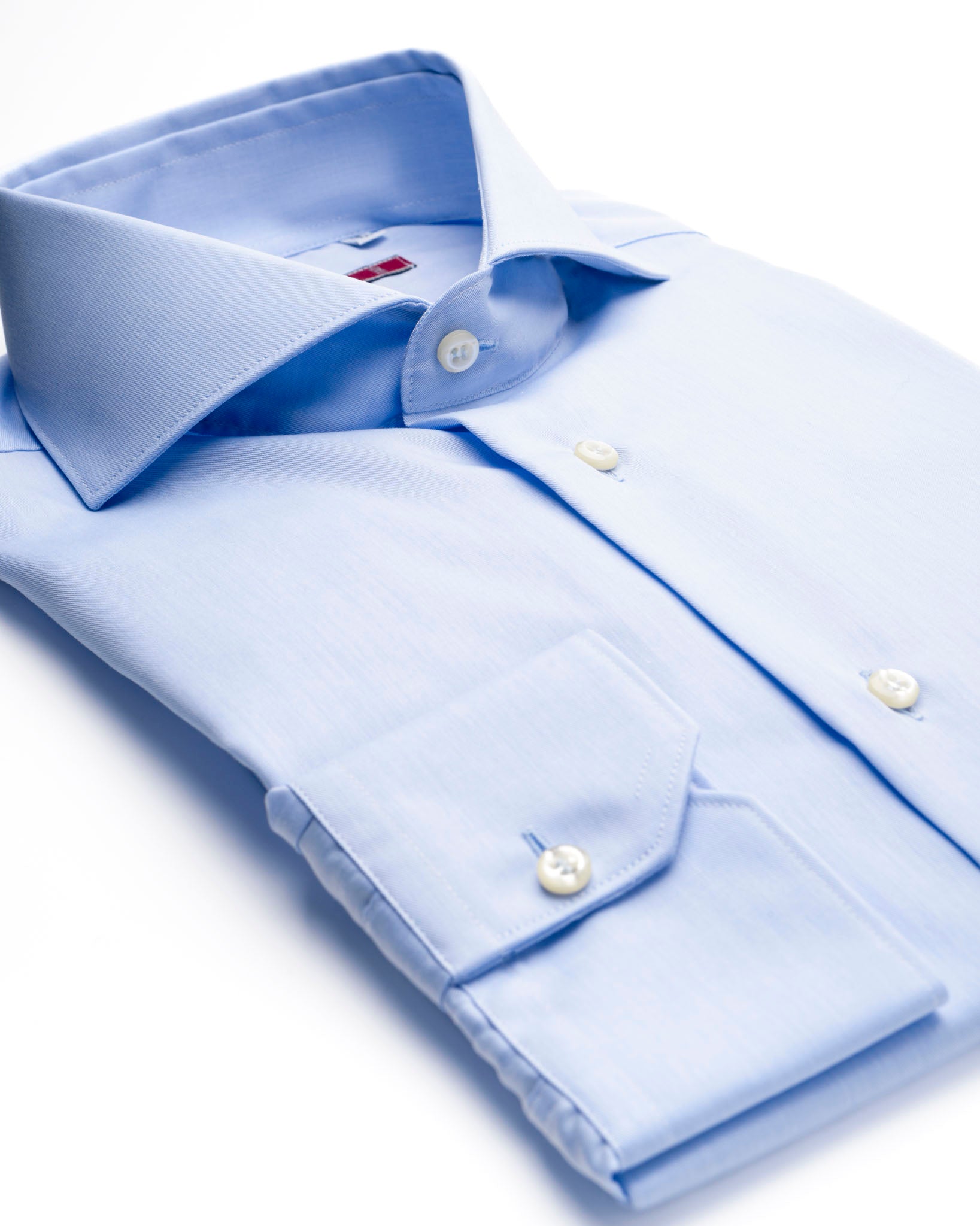 camicia uomo slim collo francese ampio in twill no stiro azzurro