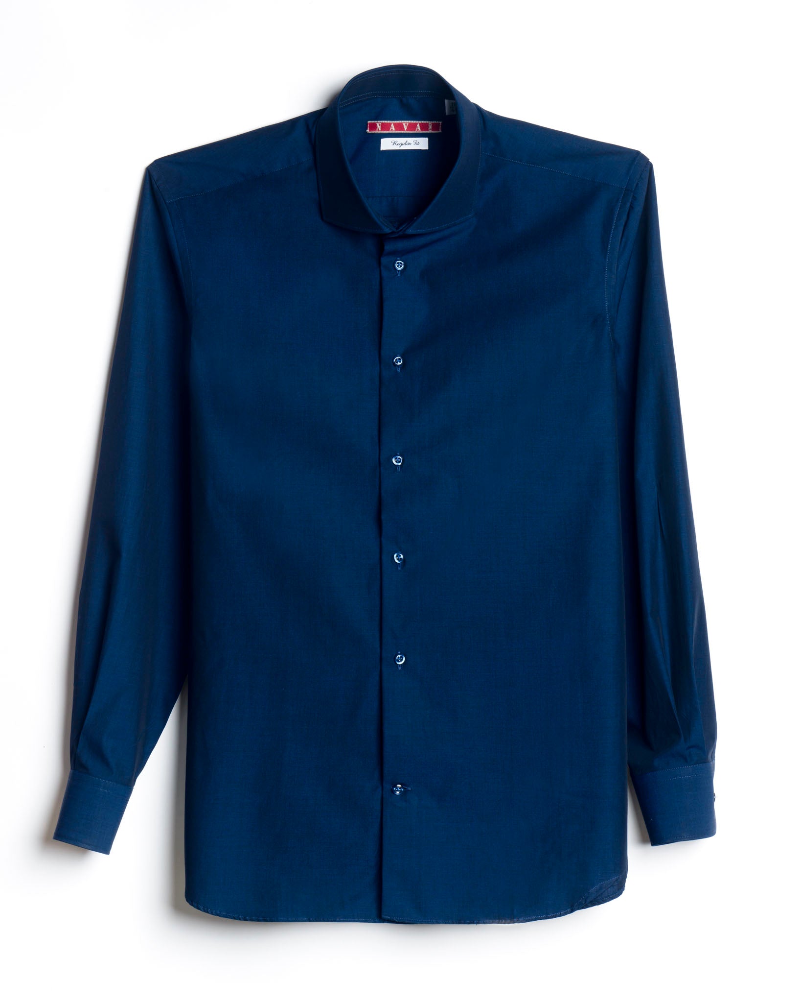camicia da uomo regular blu scuro in cotone filafil resistente