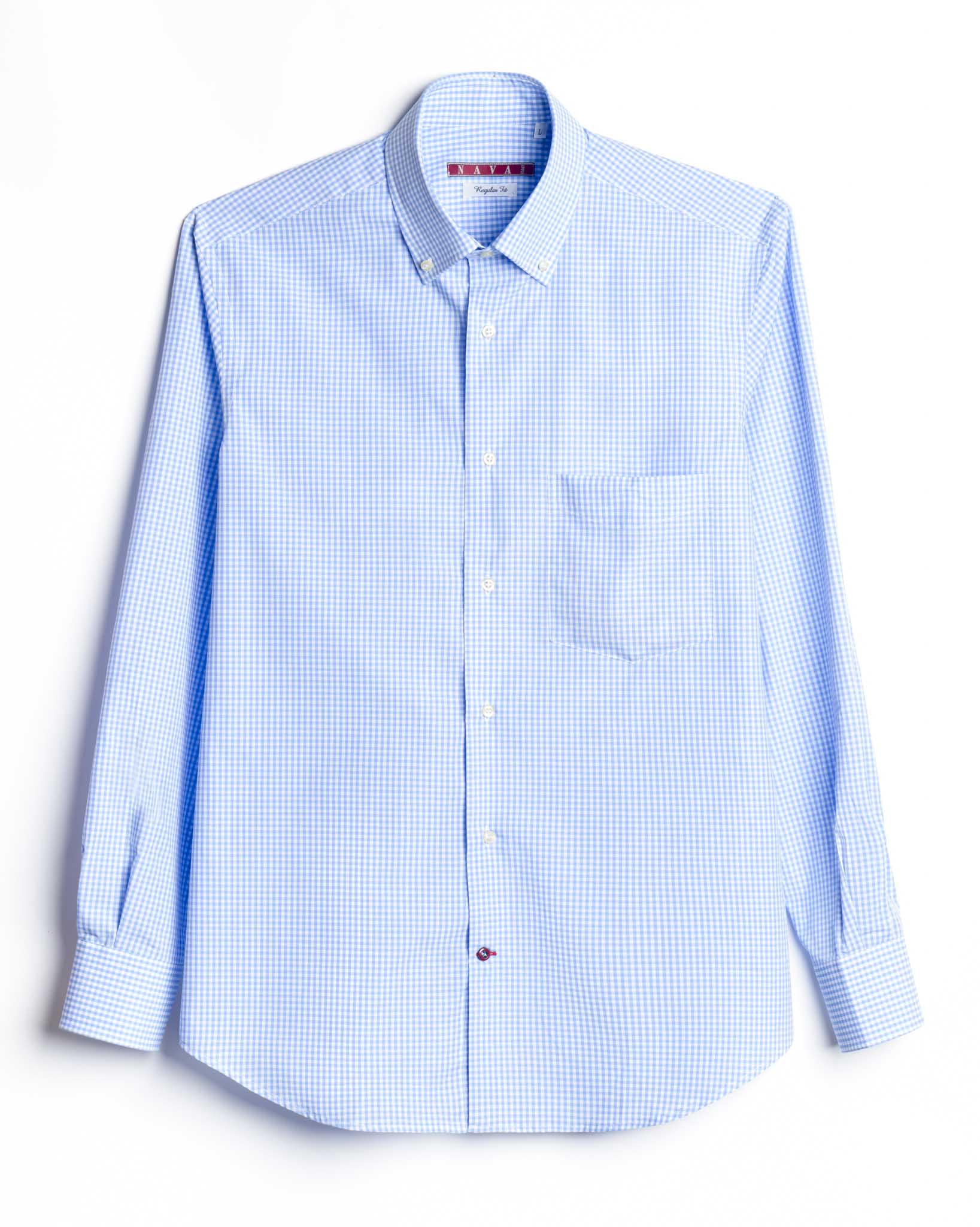 camicia uomo regular button down quadretto vichy azzurro