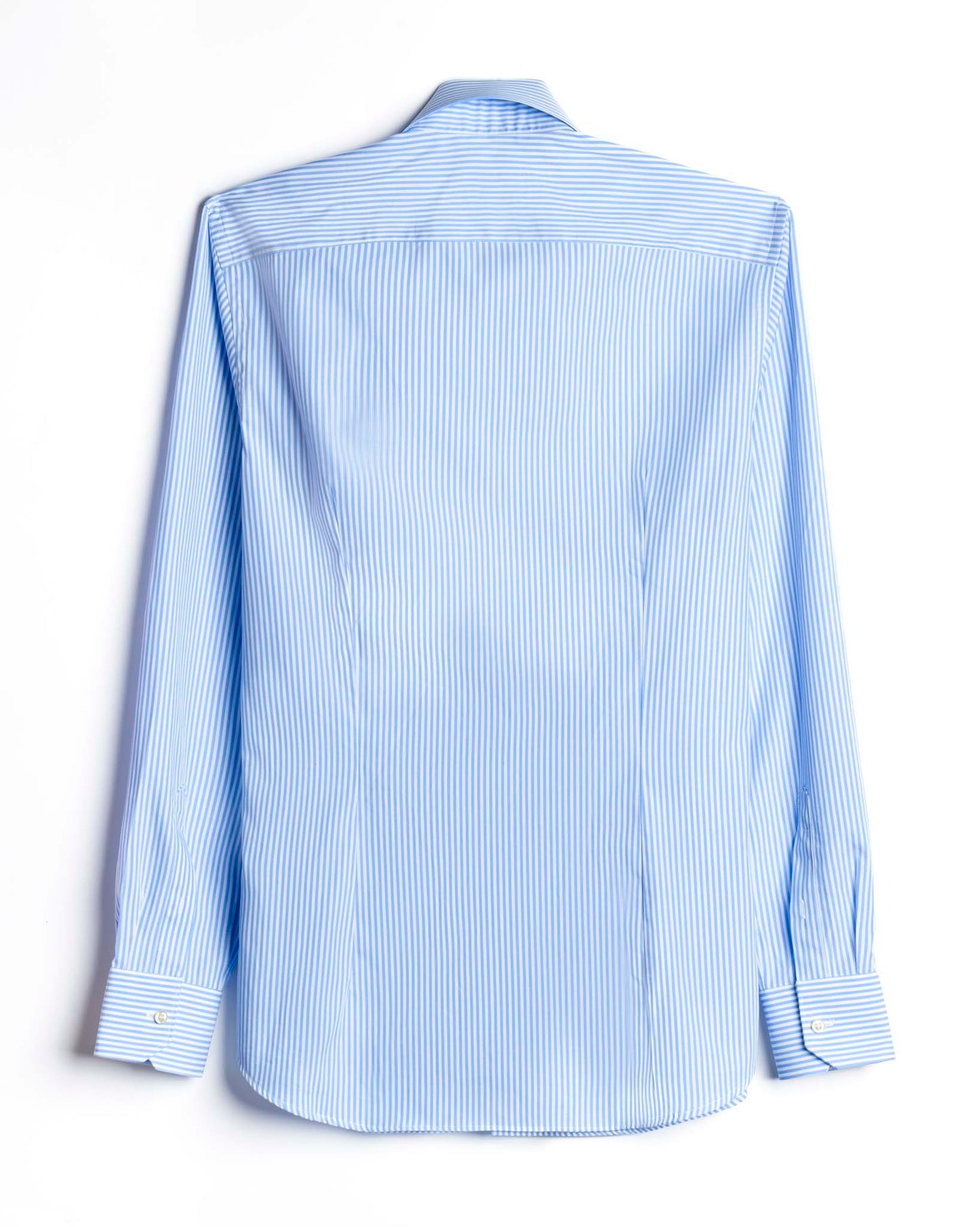 camicia uomo slim collo francese cotone popeline rigato azzurro made in italy