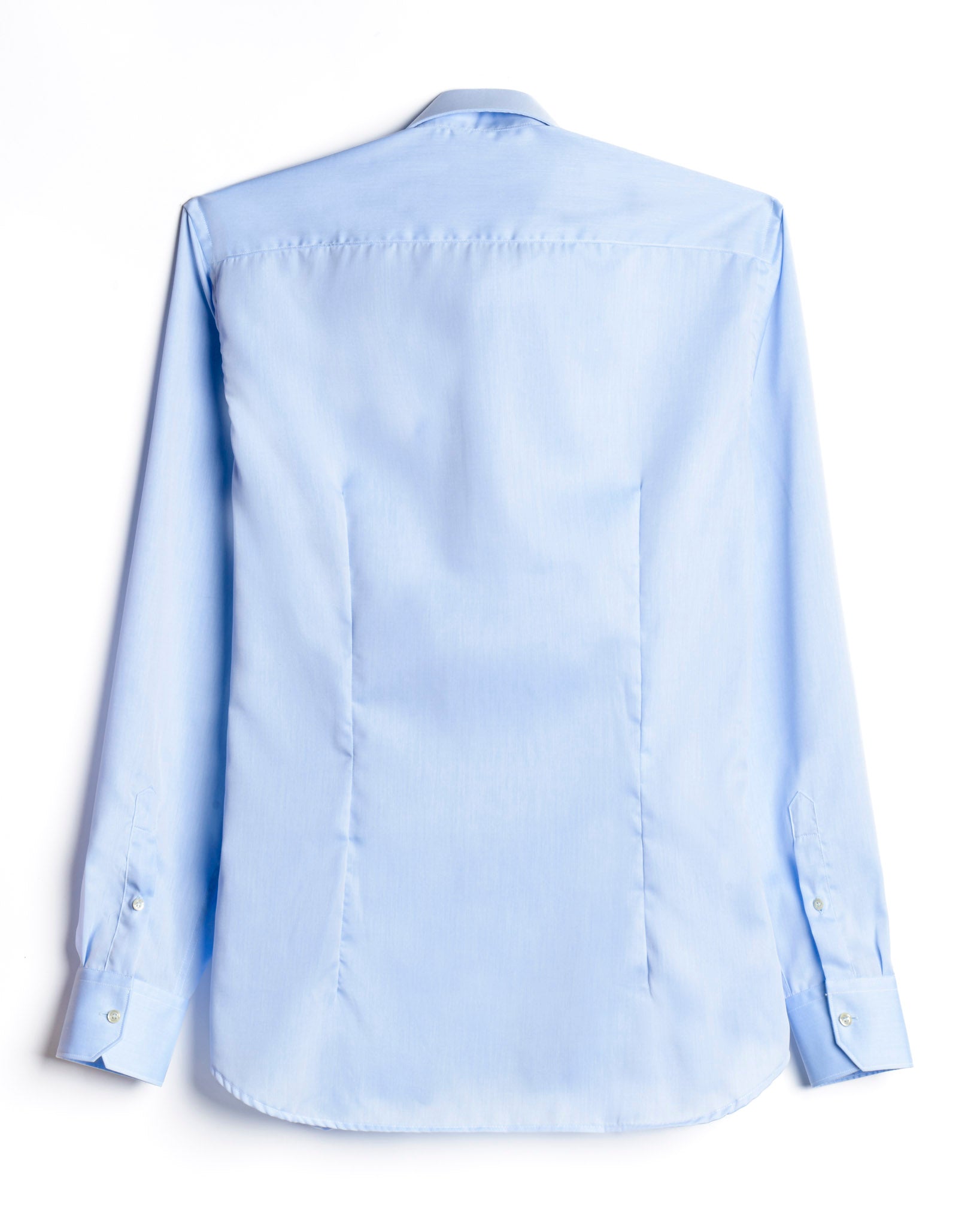 camicia uomo slim collo francese ampio in twill no stiro azzurro