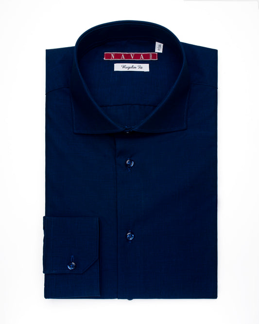 camicia da uomo regular blu scuro in cotone filafil resistente
