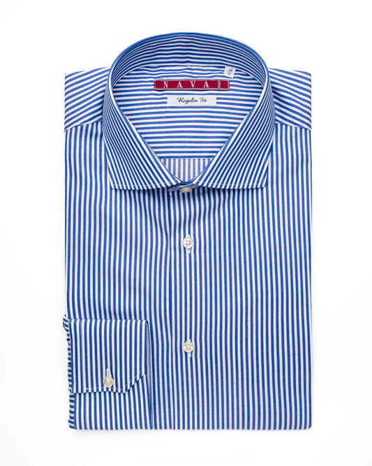 camicia uomo regular rigato blu francese cotone no stiro