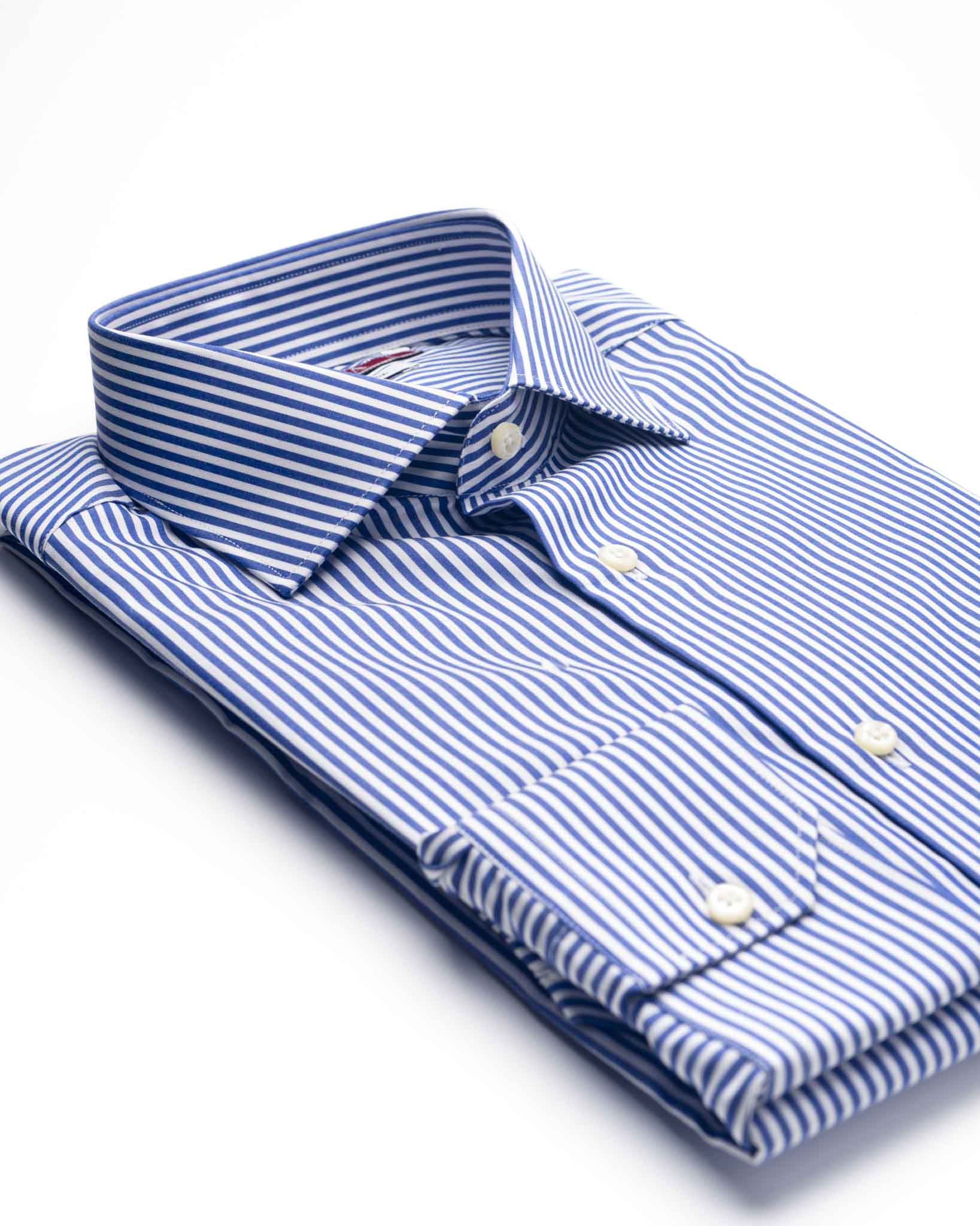 camicia uomo regular rigato blu francese cotone no stiro