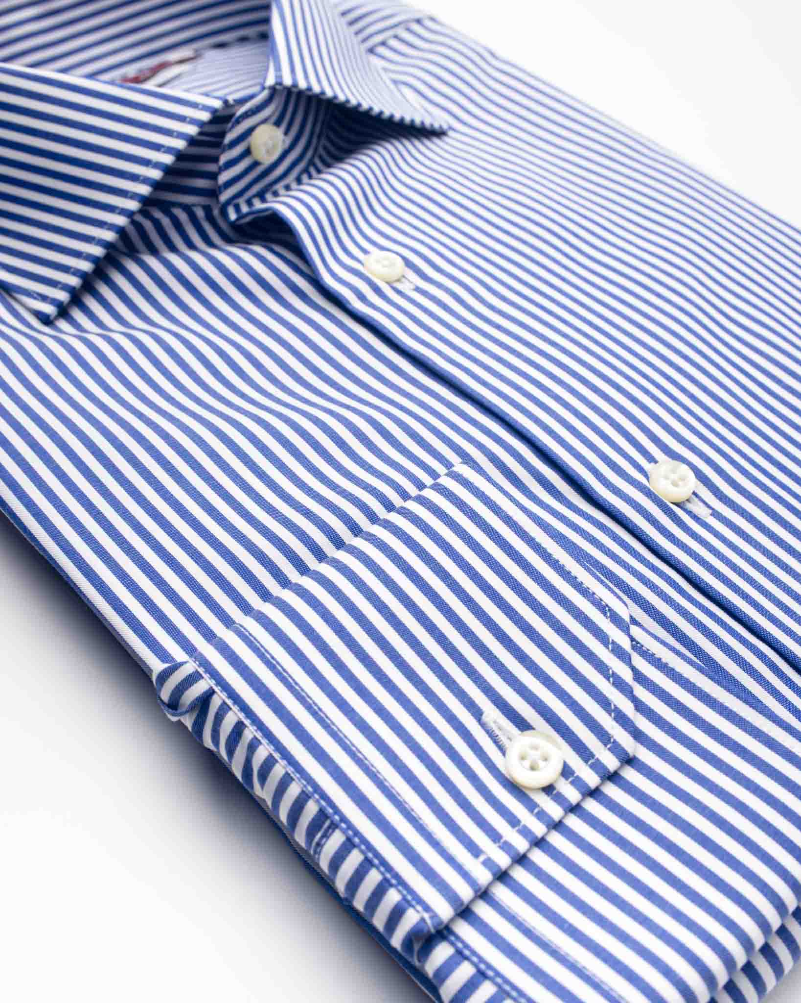 camicia uomo regular rigato blu francese cotone no stiro