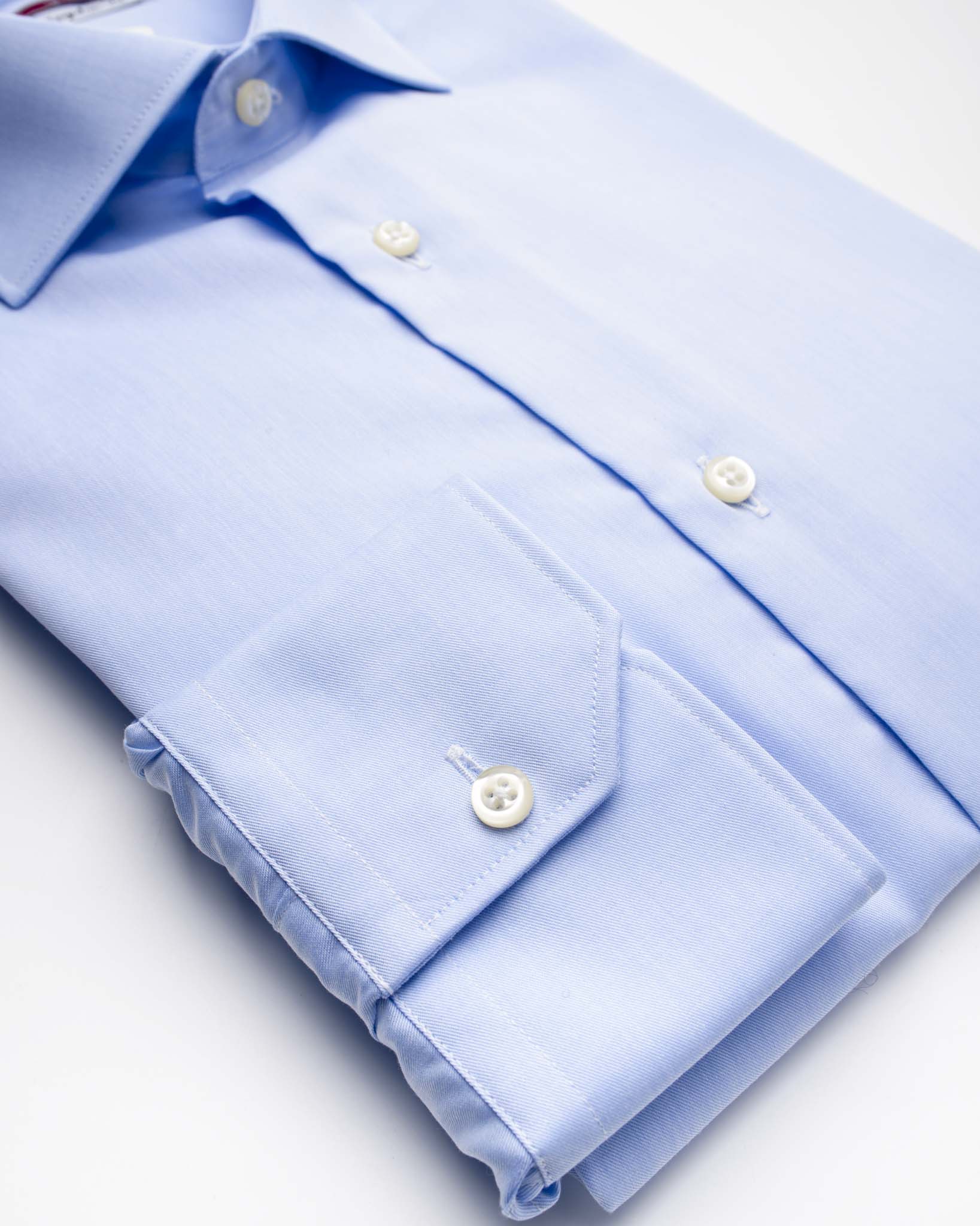 camicia uomo regular collo francese cotone no stiro twill azzurro