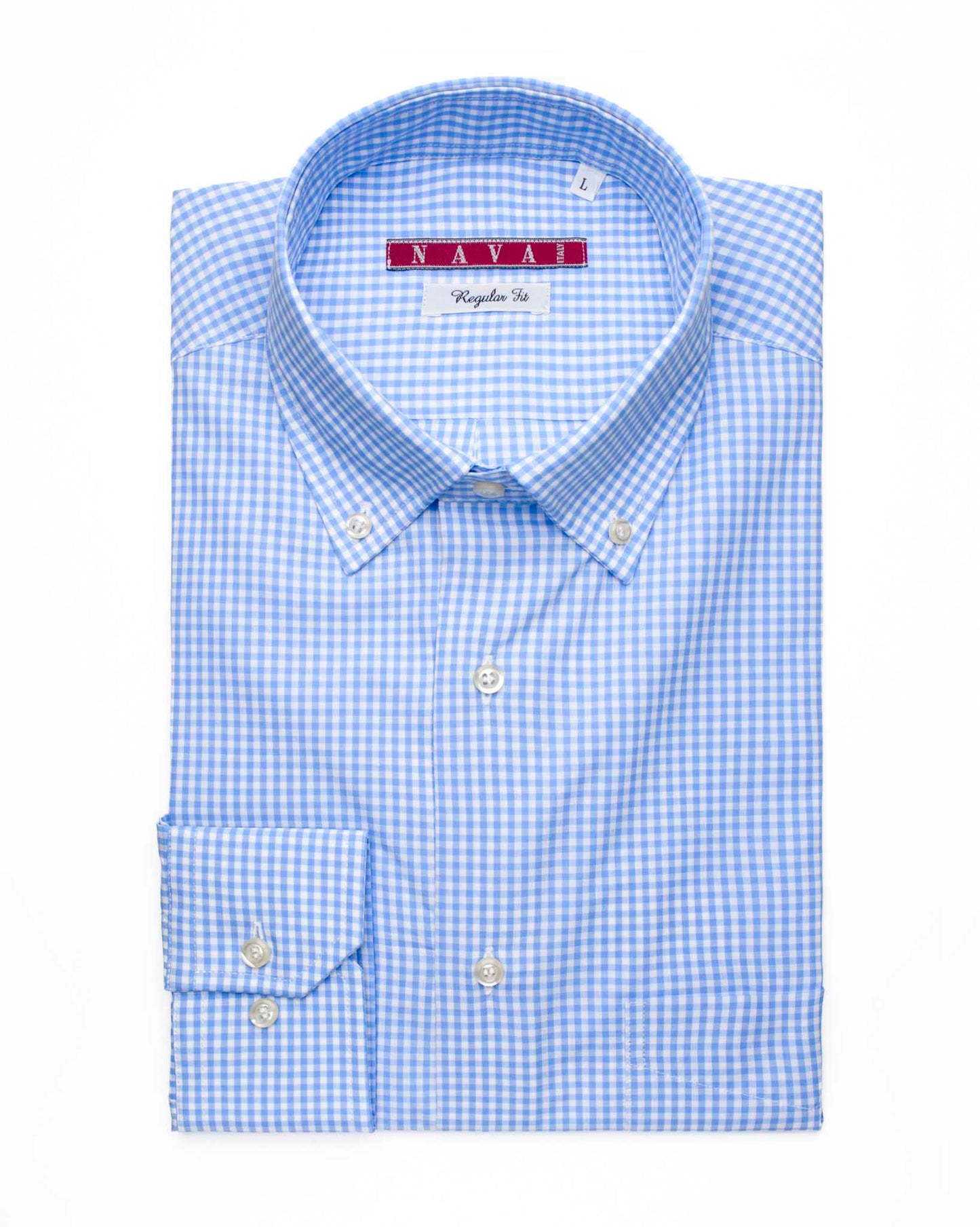camicia uomo regular button down quadretto vichy azzurro