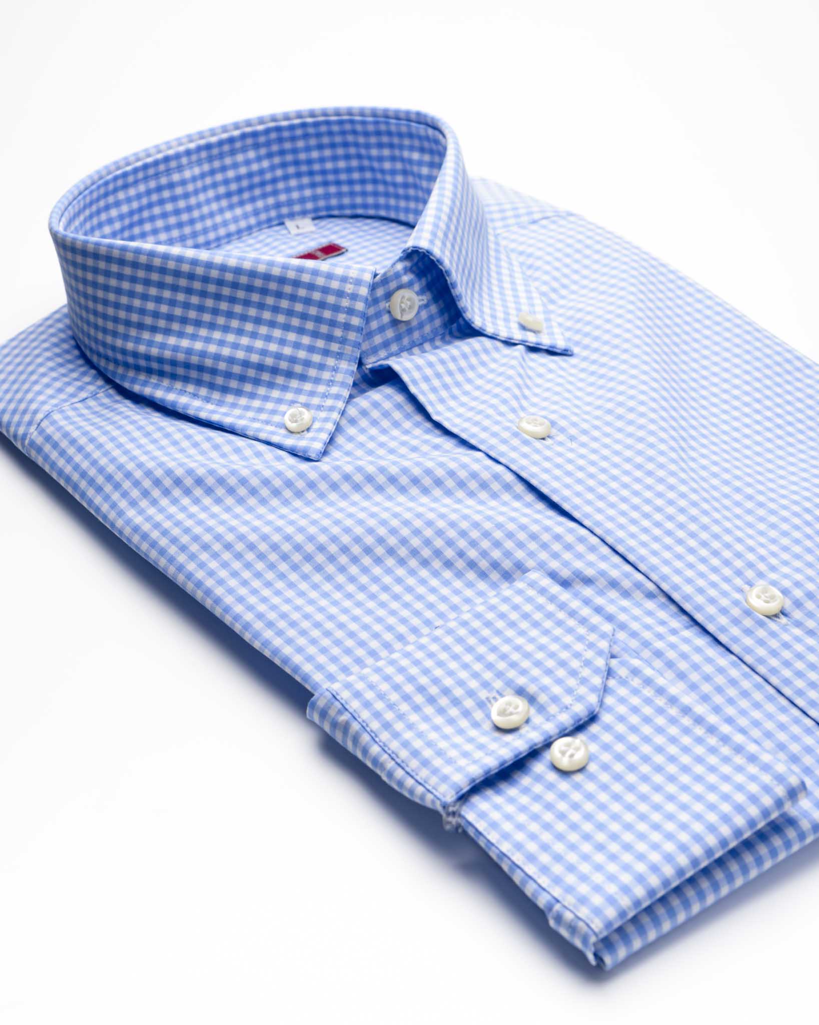 camicia uomo regular button down quadretto vichy azzurro