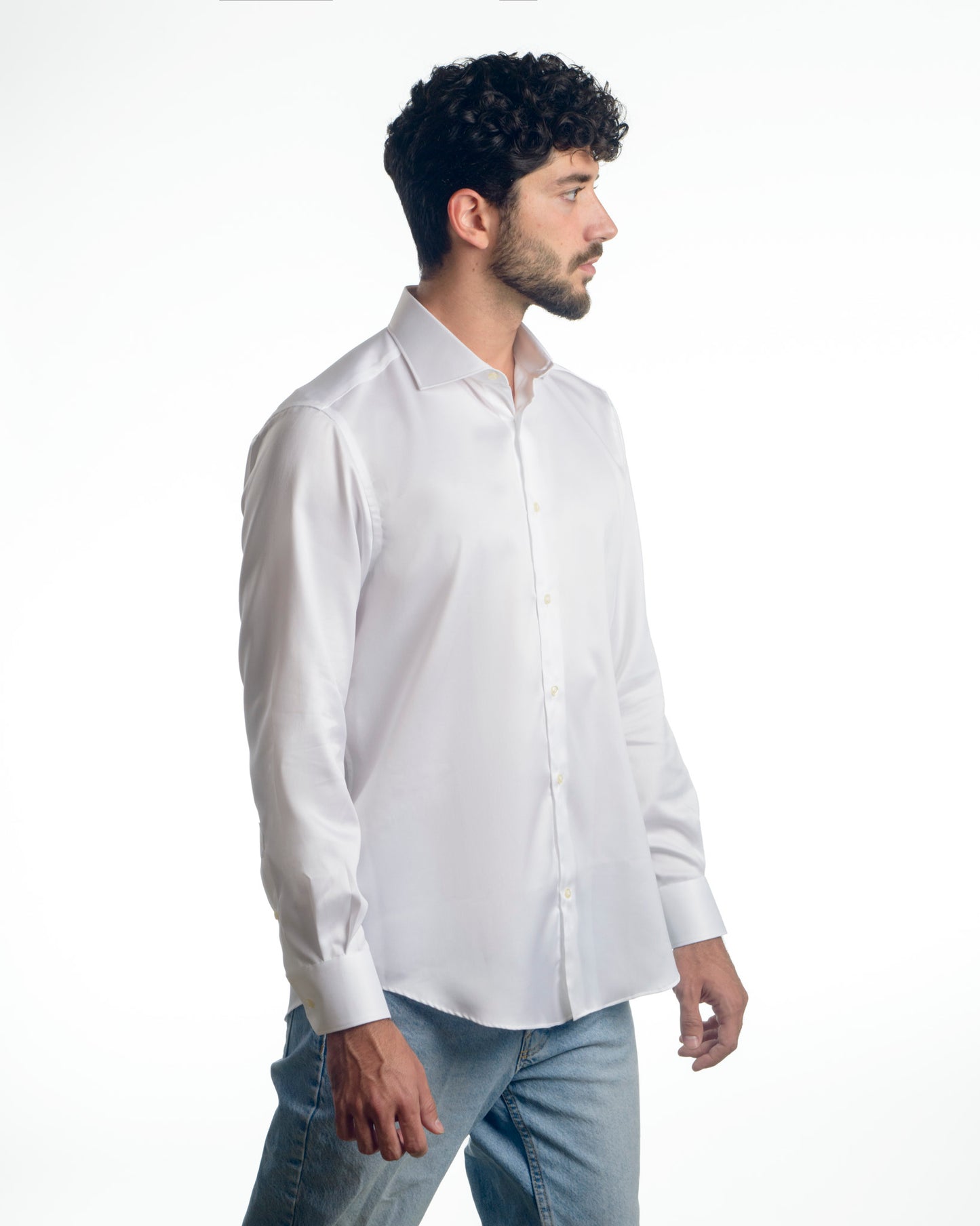camicia regular twill cotone bianco no stiro made in italy 