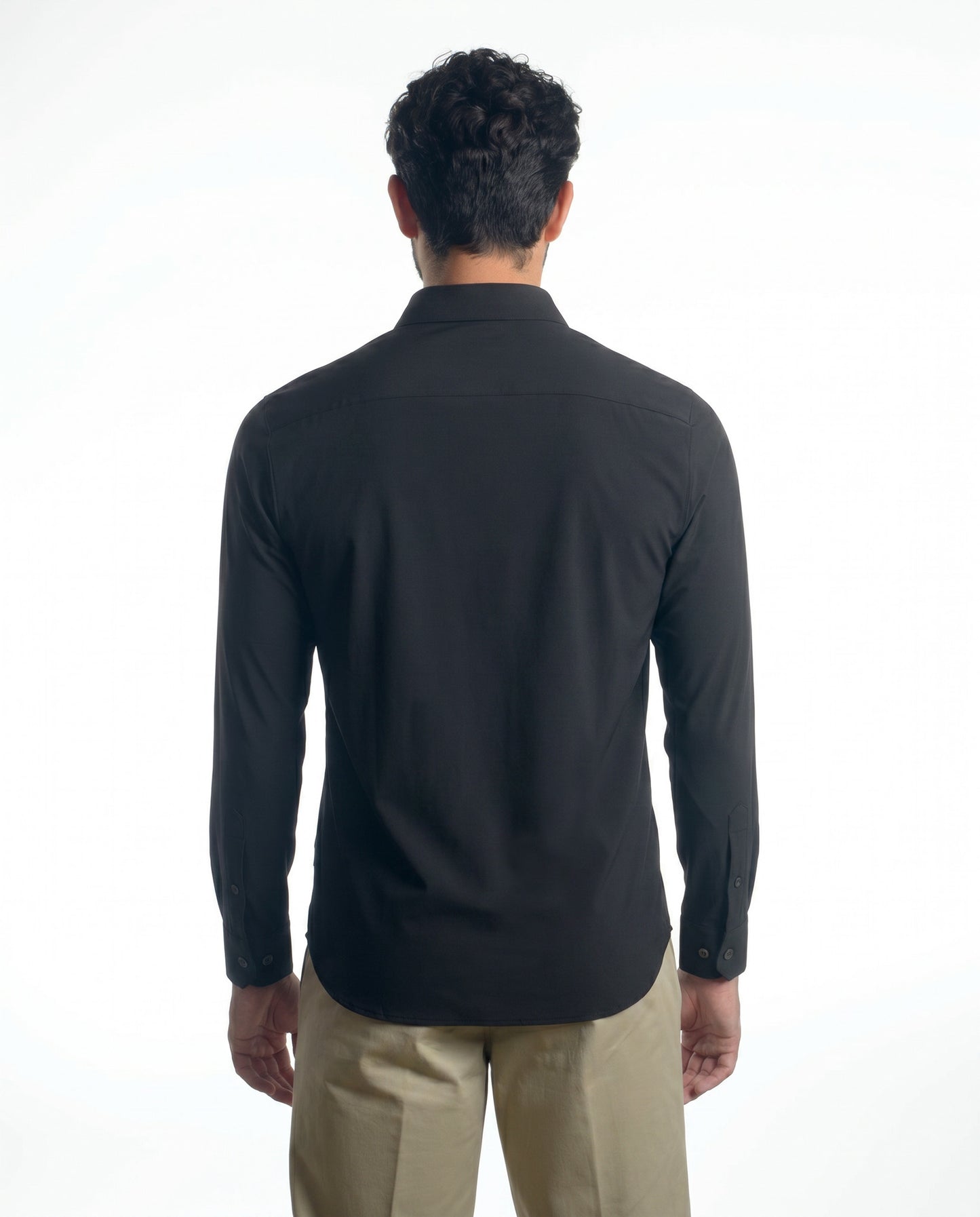 camicia uomo slim microfibra elasticizzata nera made in italy
