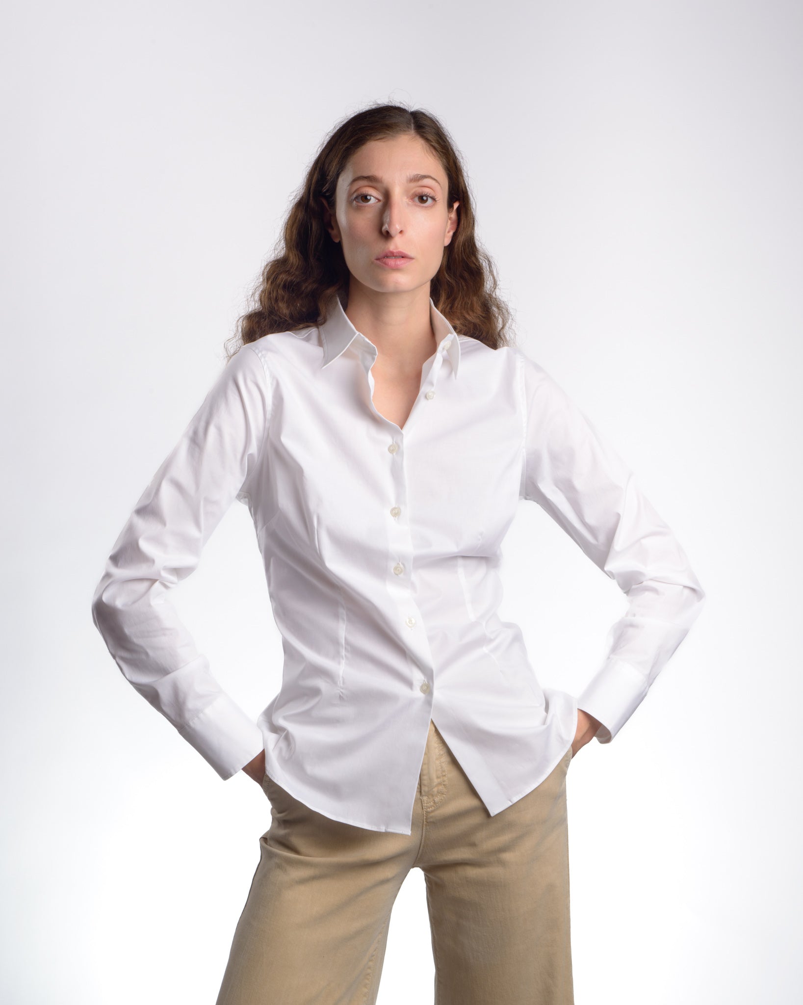 Camicia Bianca Donna Stretch Camicetta Donna Popeline Stretch